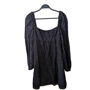 Wilfred Aritzia Black Eyelet Babydoll Dress Size 4